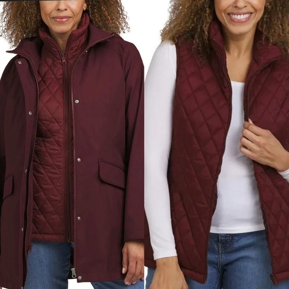 Land's End NWT  3-in-1 Systems Jacket Burgandy XS
